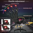 thumbnail image 4 of Hoffree Pink Gaming Chair with Bluetooth Speakers Office Chair with Footrest and LED Lights Ergonomic Gaming Chairs High Back with Lumbar Support and Headrest Adjustable Swivel for Home Office,300lb, 4 of 10