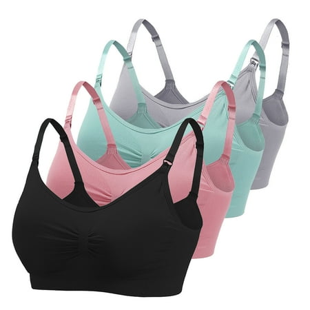 

BIZIZA Women s Bra Front Close Breastfeeding Comfort 4 Pieces Maternity Bras Sleeping Wireless Padded Bralette Multicolor XXL