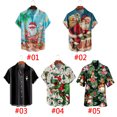 thumbnail image 2 of Camisas hawaianas de manga corta para hombre, estilo playero Aloha, con estampado navideño de Papá Noel, informal, con botones, para verano, 2 of 7