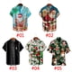 thumbnail image 2 of Camisas hawaianas de manga corta para hombre, estilo playero Aloha, con estampado navideño de Papá Noel, informal, con botones, para verano, 2 of 7