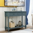 thumbnail image 2 of Console Table, Console Tables for Entryway, 35" Console Sofa Table Foyer Table with 2 Drawers & Open Shelves, Console Table with Storage, Narrow Entryway Table for Living Room, Hallway, Entrance, Blue, 2 of 9
