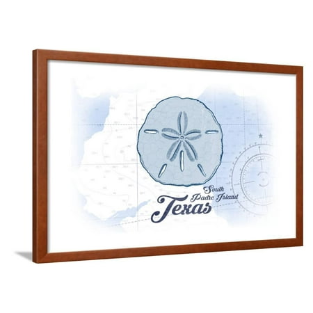 South Padre Island, Texas - Sand Dollar - Blue - Coastal Icon Framed Print Wall Art By Lantern