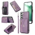 thumbnail image 1 of SaniMore for Samsung Galaxy S22 Plus Case, Samsung Galaxy S22 Plus Wallet Case for Women Men, PU Leather RFID Blocking Wristlet Zipper Shoulder Strap Cover with Card Holder Kickstand, Purple, 1 of 10
