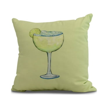 Simply Daisy, 16" x 16" Margarita Plain , Geometric Print Outdoor Pillow, Light Green
