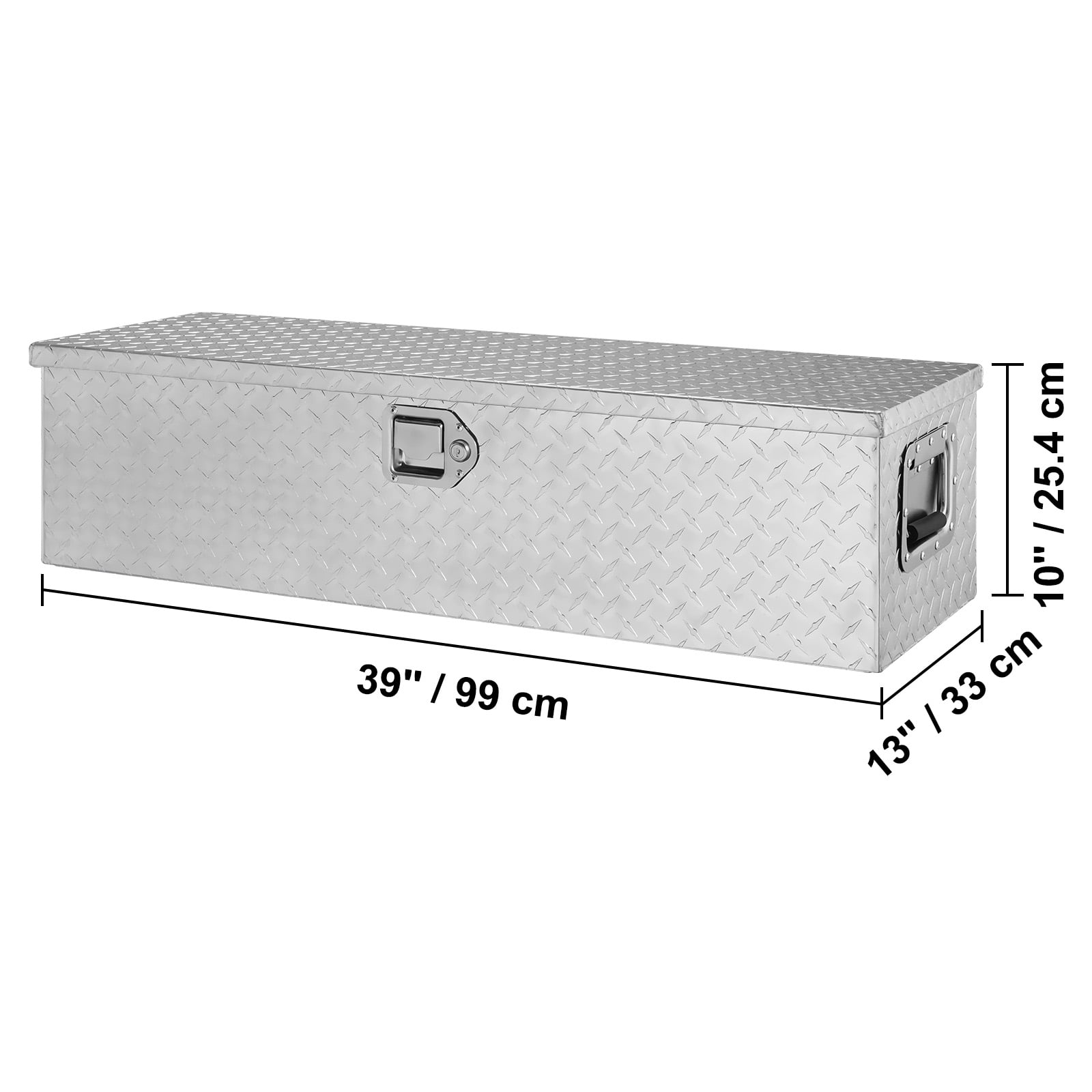 VEVOR Truck Tool Box 39"x13"x10" Heavy Duty Aluminum Bar Tread Tool Box for Pick Up Truck Bed