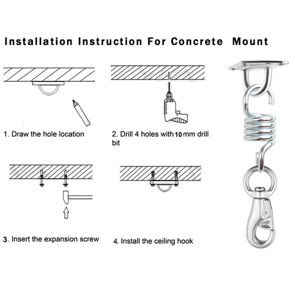 Yihuala Hammock Chair Hanging Spring Hooks Ceiling Mount Tool Set Accessories for Idoor Outdoor Swing Lazy Chair