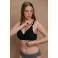 thumbnail image 3 of Women's Cottonique W12290 Latex Free Organic Cotton Racerback Pullover Bra (Black 34C), 3 of 5
