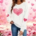 thumbnail image 5 of Hearts Printed Tops for Women Cute Valentines Day Holiday Outfits Long Sleeve Crewneck Sweatshirt Lover Gifts (XS, White #E), 5 of 7