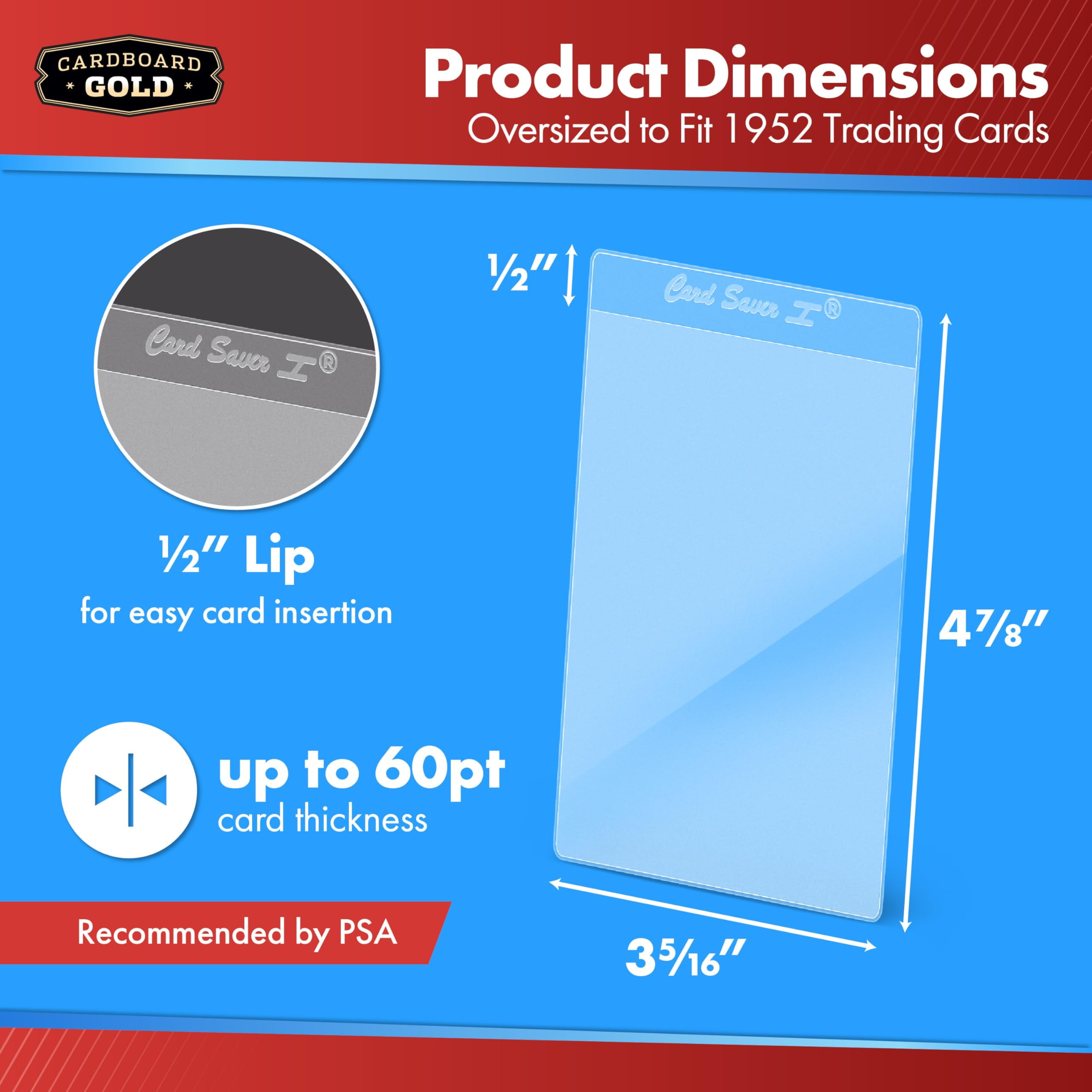 Cardboard Gold Trading Card Protectors - Semi Rigid Card Holder