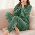 thumbnail image 3 of purcolt Women's Coral Fleece Pajama Sets Loungewear Soft Comfy Pjs Set Winter Warm Plush 2 Piece Lounge Sets Sleepwear, 3 of 7