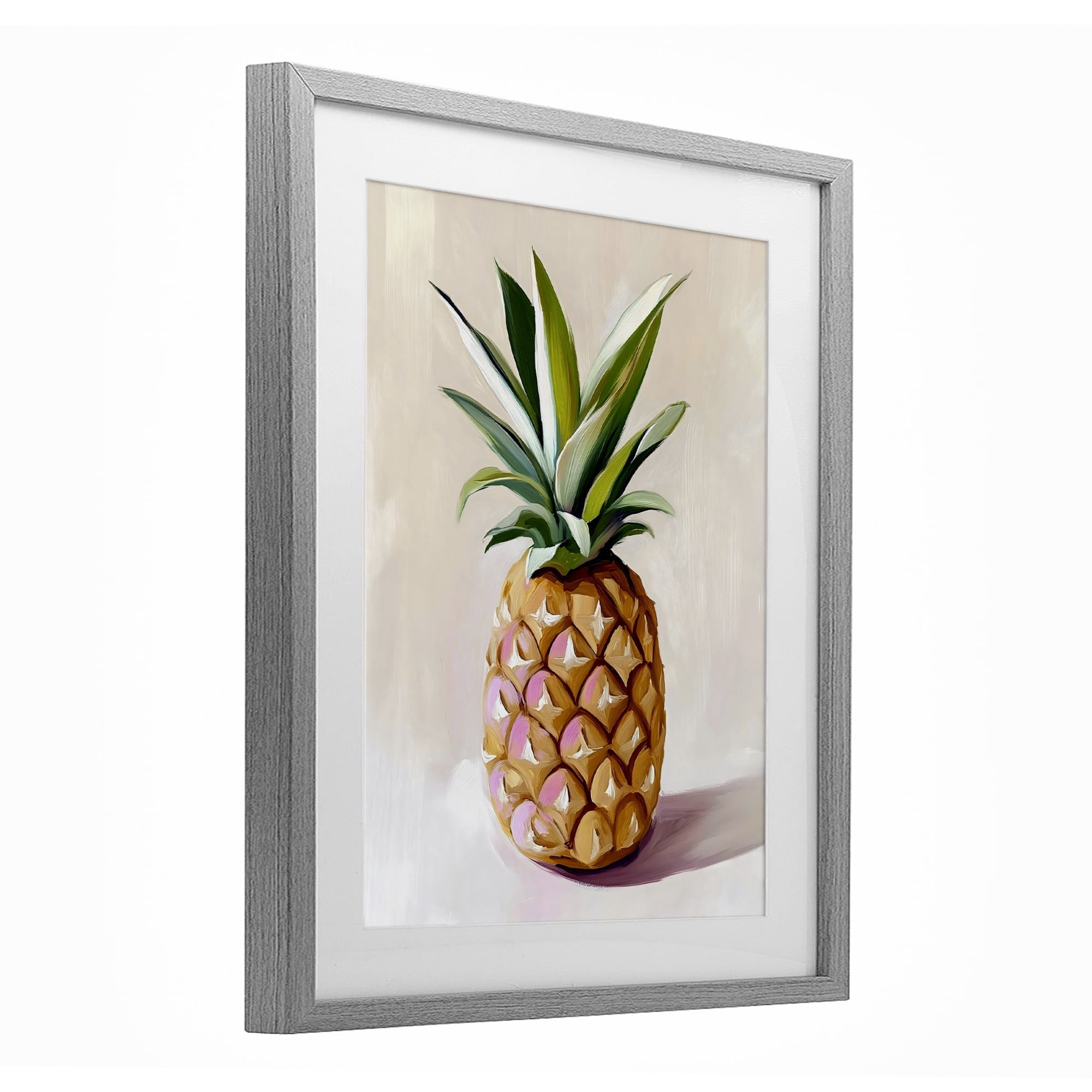 Stupell Industries Pastel Pineapple Tropical Fruit Gray Framed Print Under Glass, design by The Prints Vibe