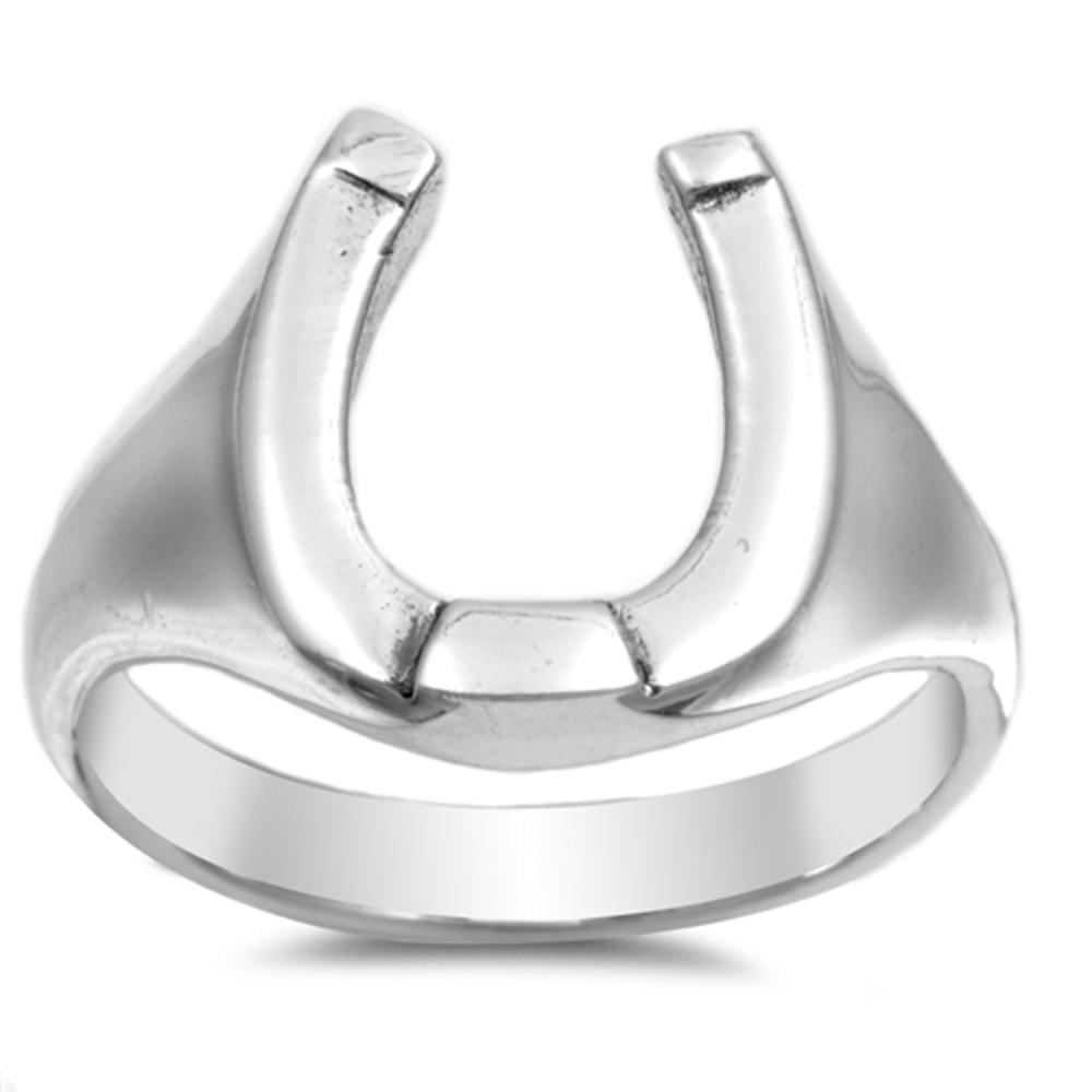 Unique Sterling SilverLucky Horseshoe Statement Ring 