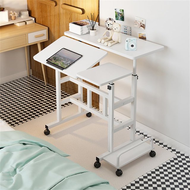 Yiwa Mobile Small Stand Up Desk, Height Adjustable Rolling Table for Home, School, or Workspace