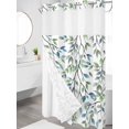 thumbnail image 3 of No Hook Shower Curtain with Snap-in Liner, Blue Green Eucalyptus Waterproof Fabric Bathroom Curtains, Spring Botanical Leaves Weeping Bath Curtains & Mesh Top Window 54"x78", 3 of 9