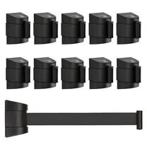 DuraSteel Wall Mount Retractable Belt Barrier - 6.5 Ft Black Safety Belt in Black Casing - Guardian 2.0 Indoor & Outdoor Do Not Cross Caution Tape for Crowd Control Queue Barrier, Line Divider, 10 Pcs