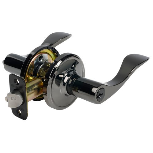 Brink's Exterior Locking Keyed Entry Simone Door Lever, Black Pearl