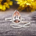 thumbnail image 2 of Bridal Set Tear Droped Morganite Engagement Ring 1.75 Carat Pear Shape Gemstone Wedding Set Anniversary Ring On 10k White Gold Shining Jewelry With Matching Band, 2 of 5