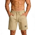 thumbnail image 3 of Afuyipoi ​Men's 5-inch Inseam Wide-Leg Shorts Lightweight Breathable Training Shorts, Trendy Letter Print Athletic Shorts with Drawstring Waist Khaki Size XL, 3 of 6