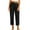 Black, variant on Women's Linen Pants High Waist Pleated Straight LegCropped Casual Loose Fit Trousers with Cuffed Hem