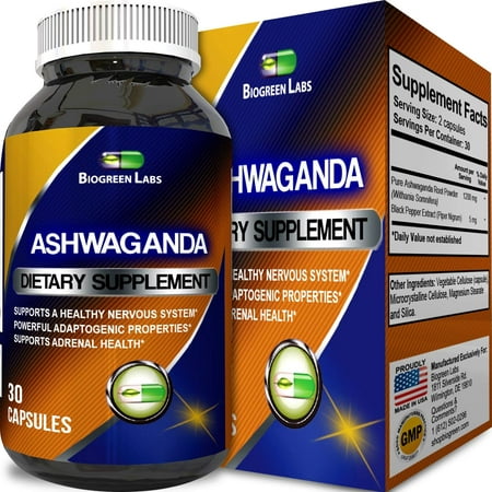 Biogreen Labs Ashwagandha Root Powder Supplement for Relaxation and Sleep Support Natural Stress Relief Immune System Booster Ayurveda Mood Balancer Anti-Anxiety and Adrenal Fatigue 60