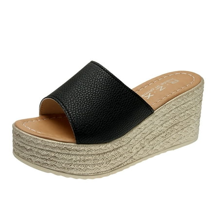 

Aompmsdx Fashion Womens Breathable Lace Up Shoes Thick Soled Wedges Casual Sandalsshoes For Women