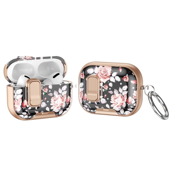 ELEHOLD Full Body Case for Airpods Pro 2nd Gen (2022), Shockproof Protective Case with Keychain, 90° Hidden Stand, Safety Lock,B
