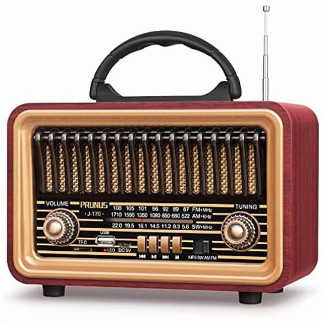 wonima11 Retro Vintage Radio with Bluetooth Rich Bass Stereo Sound, Radios Portable AM FM, Rechargeable Speaker with TWS Pairing, Loud Volume,BT5.0, TF Card & MP3 Player for Home/Party