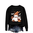 thumbnail image 2 of Inverlee Halloween Sweatshirts for Women Cute Pumpkin Ghost Graphic T-shirt Soft Round Neck Sweatshirt Short Sleeve Dressy Casual Pullover Tops Halloween Gifts, 2 of 5