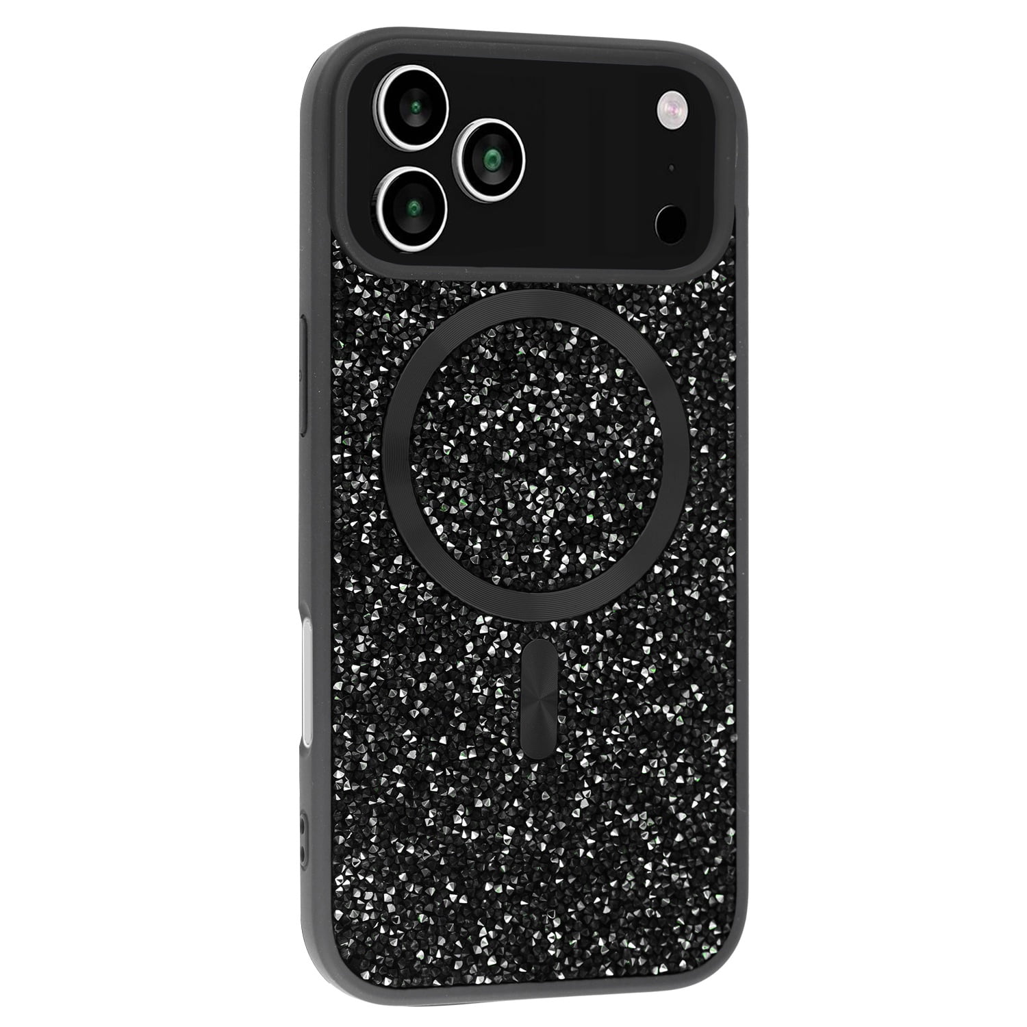 Slim Bling Diamond Crystal Case with Wireless Charging for iPhone 17 Pro Max - Black