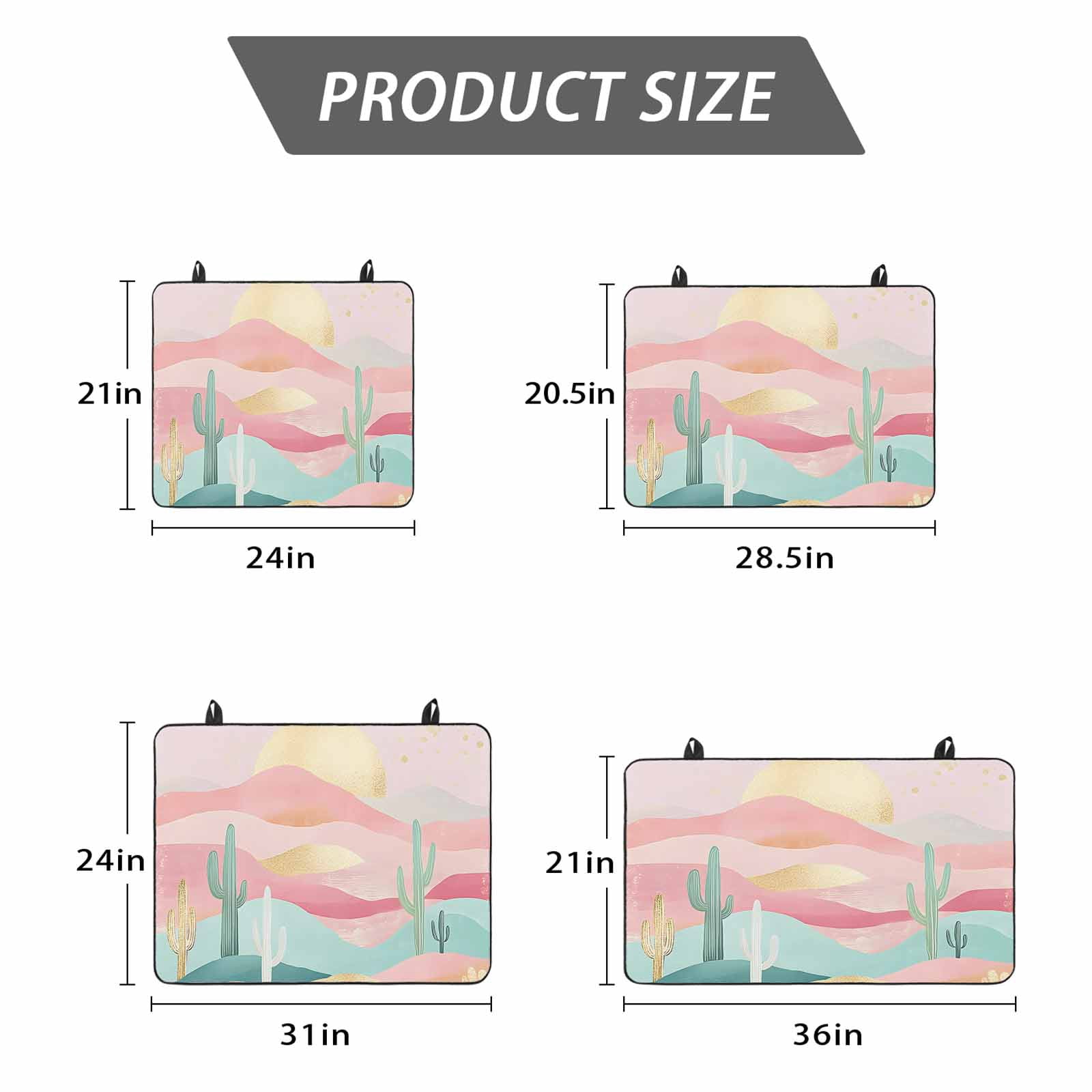 South West Boho Stove Top Cover for Electric Stove, Heat-proof & Non Slip Glass Top Stove Cover Protector, Abstract Pink Gold Mountains Cactus Kitchen Flat Cooktop Rubber Mat 24x21 Inches