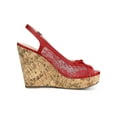 thumbnail image 4 of BLISSFUL STEP Women's Shoes Floral Lace Platform Peep Toe Wedge Heel Sandals Red 7, 4 of 7