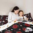 thumbnail image 4 of Feelyou Romantic Rose Skull Twin Bedding, Cartoon Red Flower Bedding Comforter Set, Halloween Reversible, 7-Piece, 4 of 7