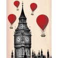 thumbnail image 2 of Fab Funky 26x32 Gold Ornate Wood Framed with Double Matting Museum Art Print Titled - Big Ben and Red Hot Air Balloons, 2 of 4