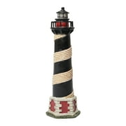 Hosley 8 Inch Tall Coastal Beach Themed Tabletop Resin Lighthouse Blinking Tower Light