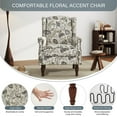 thumbnail image 6 of DREAMSIDEA Wingback Accent Chair Sets of 2 with Nailhead Trim & Retro Wood Legs, Beige Plants Floral Pattern Arm Chair for Living Room, 6 of 6