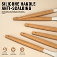 thumbnail image 3 of Silicone Cooking Utensils Set - Silicone Kitchen Utensils for Cooking Wooden Handles, 446°F Heat Resistant Kitchen Utensil Spatula Sets w Holder, Gadgets for Non-Stick Cookware BPA FREE (Cream White), 3 of 9