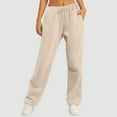 thumbnail image 3 of TrendOFT Baggy Wide Leg Sweatpants Women Soft High Waisted Jooger Pants Teen Girl Drawstring Yoga Athletic Lounge Sweat Pants Beige L, 3 of 9