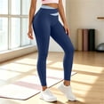 thumbnail image 6 of DailyTrove Women High Waist Color Block Cross Waist Yoga Leggings Stretch Tummy Control Workout Running Pants, 6 of 7