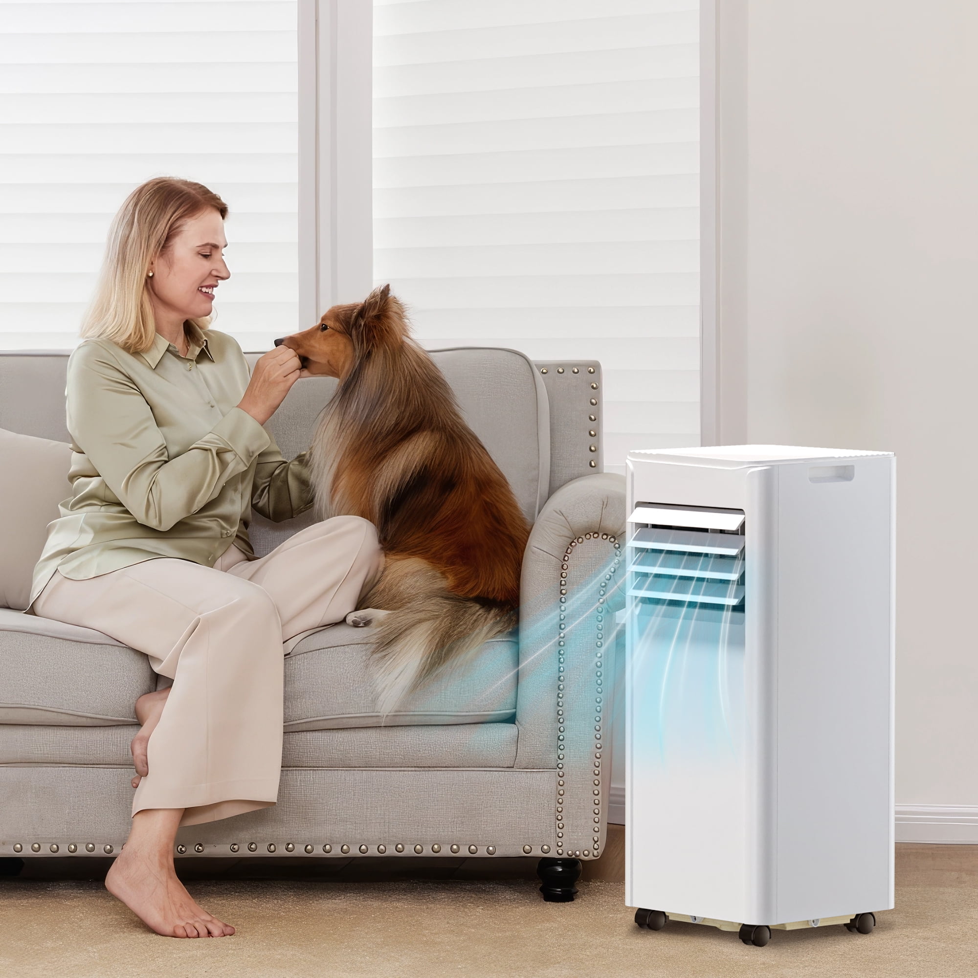 KISSAIR 8000 BTU Portable Air Conditioner, Dehumidifier, Fan, Sleep Mode, 4 in 1 AC with 24-Hour Timer