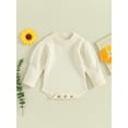 thumbnail image 2 of Bslissey Baby Girls Sweater Romper 3M 6M 9M 12M 18M Solid Color Long Sleeve Knit Onesie Bodysuit Casual Crew Neck Jumpsuit Newborn Infant Fall Winter Warm Clothes, 2 of 9