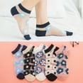 thumbnail image 6 of BQBQERT 5 Pairs Women Glass Fiber Short Socks Japanese Sweet Flower Transparent Mesh Ultra-Thin Invisible Hosiery Random, 6 of 11