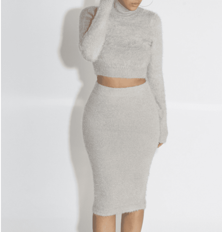 Bodycon Midi Pencil Skirt Set 