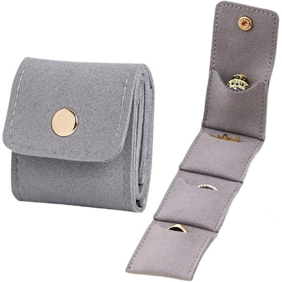 Mini Travel Jewelry Bag,2026 New Mini Travel Jewelry Roll Bag with Buckle, Portable Foldable Travel Jewelry Organizer Case, Small Jewelry Box for Earrings, Rings, Necklaces (Gray)