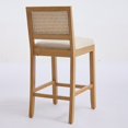 thumbnail image 6 of Jianyuan Song 4 Pcs Rattan Back Bar Stools Set, Solid Wood Bar Height Chairs with Linen Cushion, 38.6" Tall Kitchen Island Stools for Dining Room & Café, Available in Beige, 6 of 13