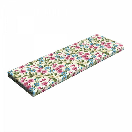 

Flower Bench Pad Blooming Spring Flowers on Branches Romantic Bouquet Corsage Design Print HR Foam Cushion with Decorative Fabric Cover 45 x 15 x 2 Yellow Pink Blue by Ambesonne