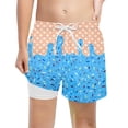 thumbnail image 5 of Kcolen Boys Swim Trunks with Compression Liner Kids Stretch Quick Dry Summer Beach Shorts With Ice Cream Print, 5 of 5