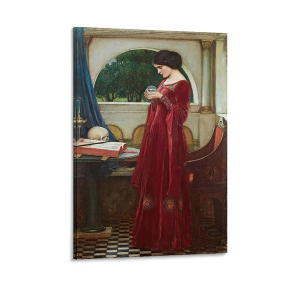 John William Waterhouse Wall Art The Crystal Ball Artworks Picture Print Poster Wall Art Painting Canvas Gift Decor Home Posters Decorative 20x30inch(50x75cm)
