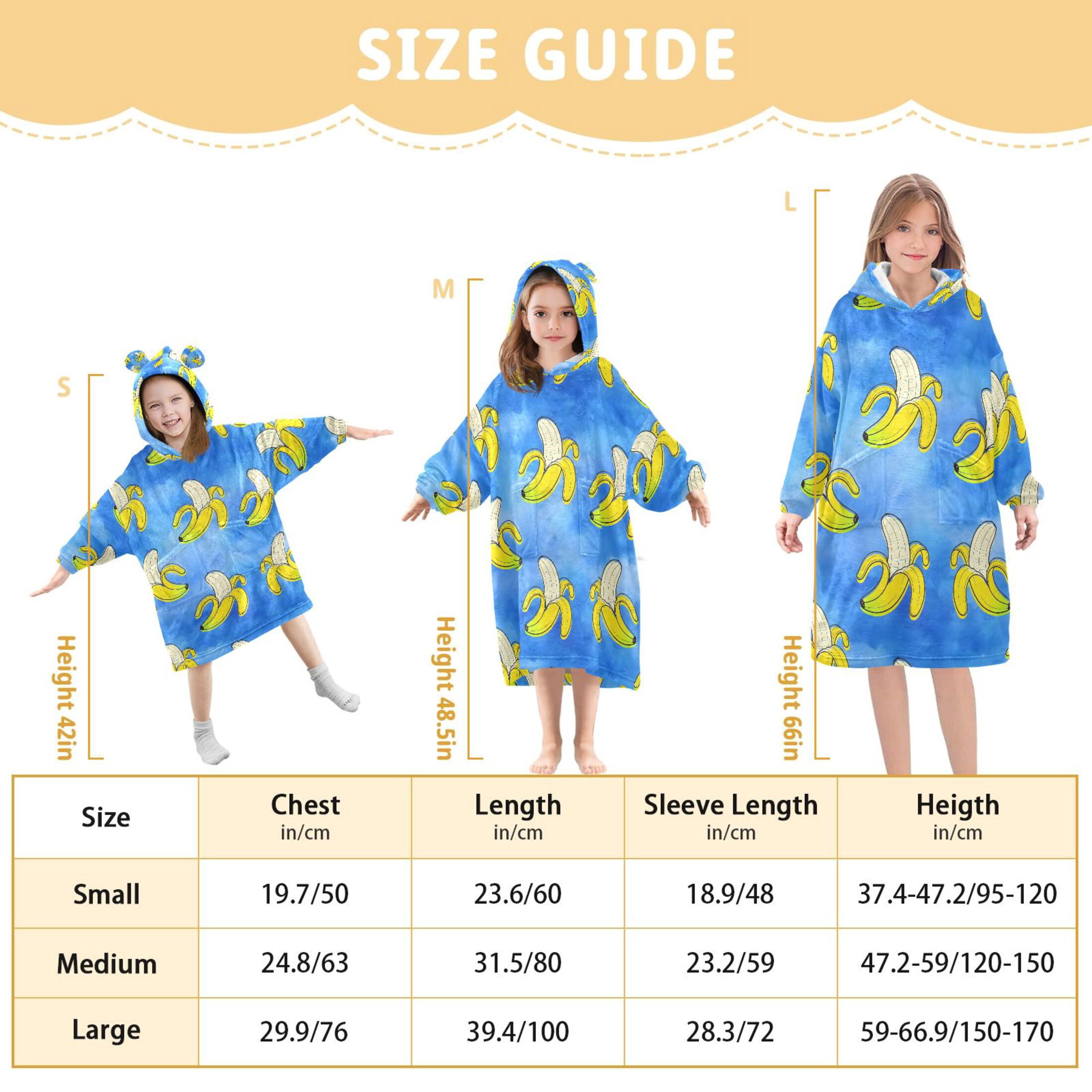 joogoo Wearable Blanket Hoodie for Bananas Tie Dye Flannel Sherpa Pocket 3-14 YR S