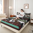 thumbnail image 4 of jejeloiu Cowhide Twin 3-Piece Luxury Cyan Brown Rhombus Sheet Set, 4 of 7
