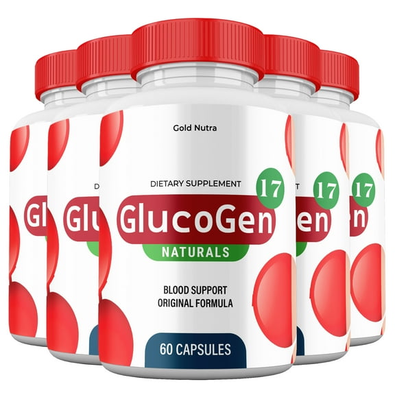 GlucoGen 17 Capsules, Gluco Gen17 Pills Blood Support Supplement Maximum Strength All Natural, 30 Day Supply (5 Pack)